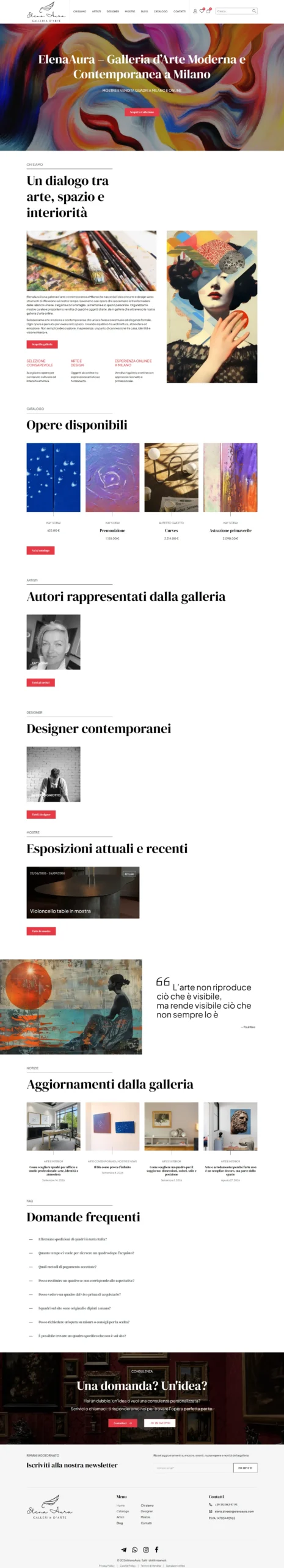 Sito e-commerce WordPress per una galleria d’arte e design contemporaneo